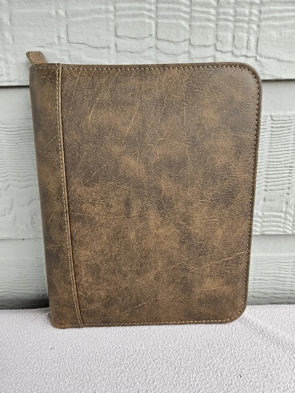 Franklin Covey Zip Binder Only Brown Faux Leather 7 Rings 1.5” Organizer Planner